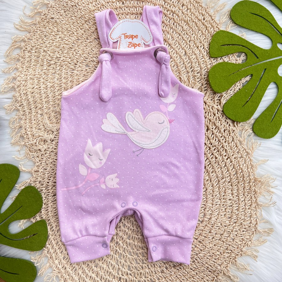  Jardineira Nózinho - Passarinha com Flores - Lilás